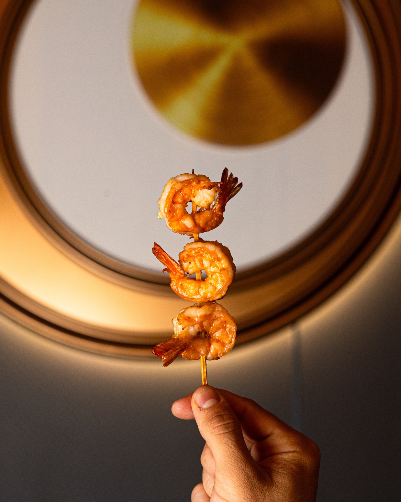Brocheta de langostino a la plancha